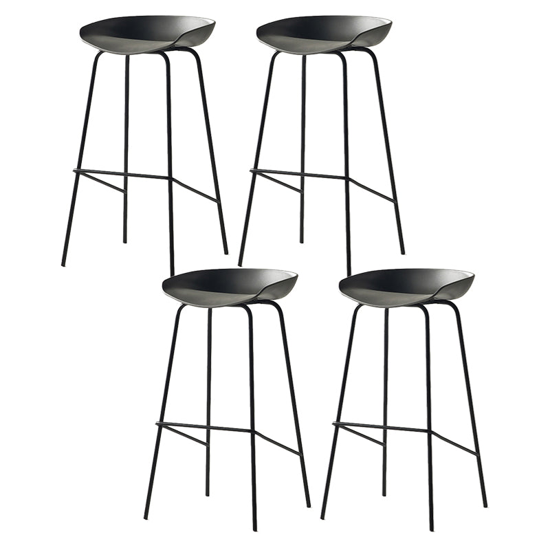Modern Backrest Armless Counter Stool Iron Bar Stool with Pedal for Cafe