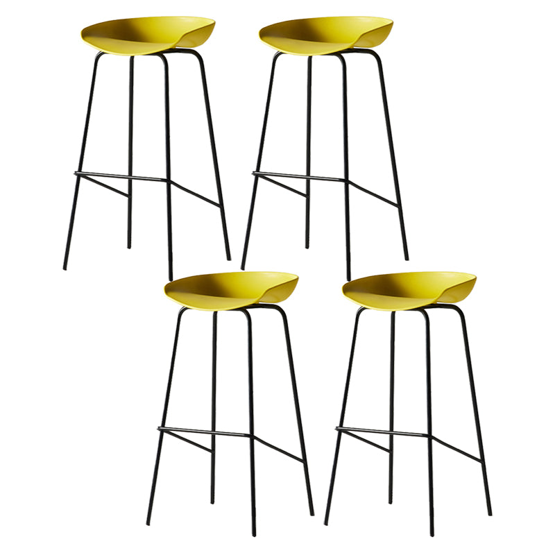 Modern Backrest Armless Counter Stool Iron Bar Stool with Pedal for Cafe