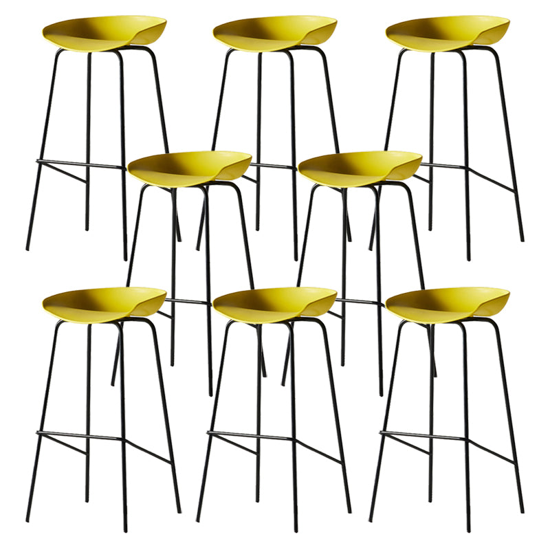 Modern Backrest Armless Counter Stool Iron Bar Stool with Pedal for Cafe