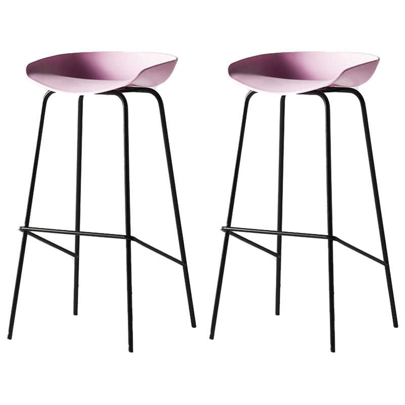 Modern Backrest Armless Counter Stool Iron Bar Stool with Pedal for Cafe