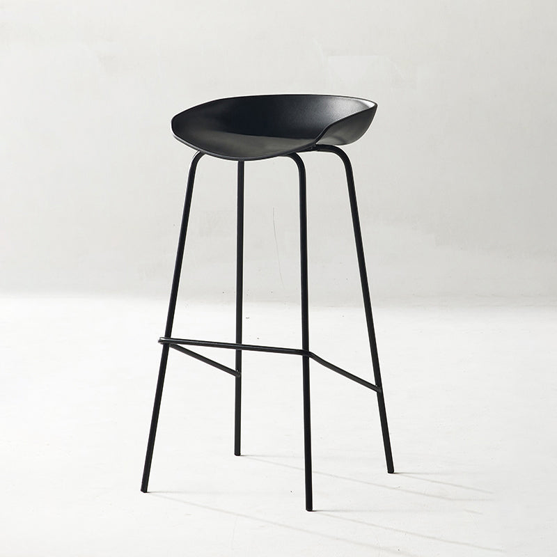 Modern Backrest Armless Counter Stool Iron Bar Stool with Pedal for Cafe