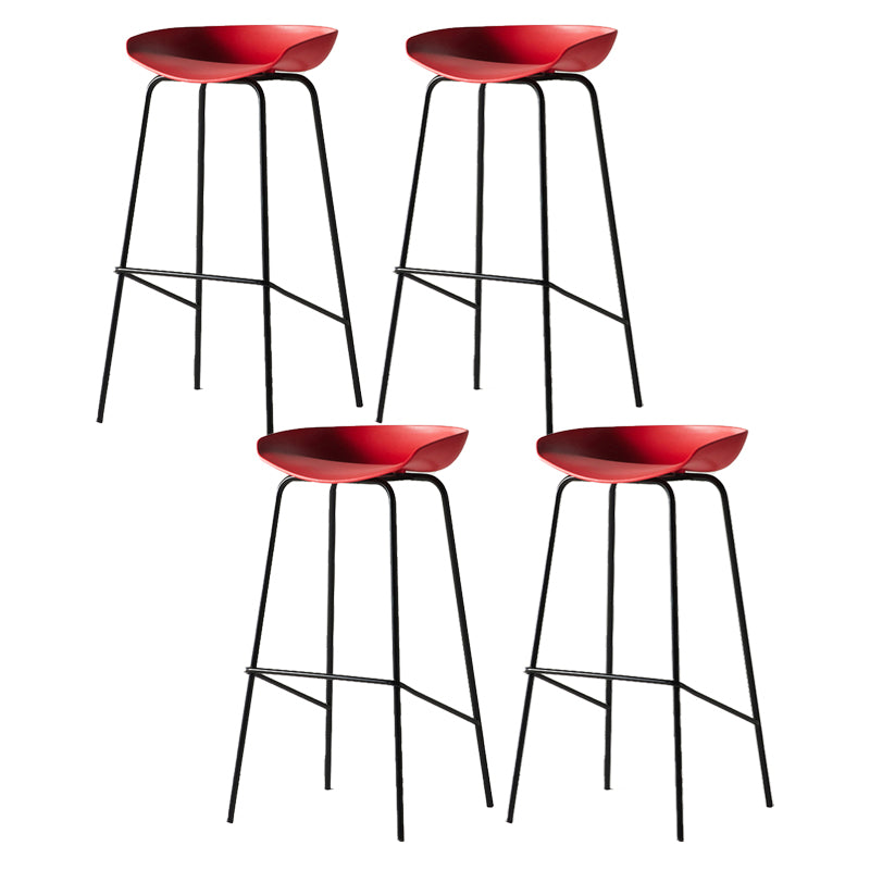 Modern Backrest Armless Counter Stool Iron Bar Stool with Pedal for Cafe