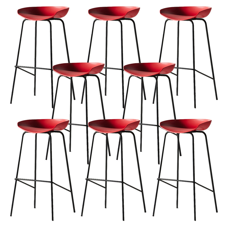 Modern Backrest Armless Counter Stool Iron Bar Stool with Pedal for Cafe