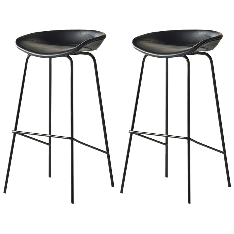 Modern Backrest Armless Counter Stool Iron Bar Stool with Pedal for Cafe