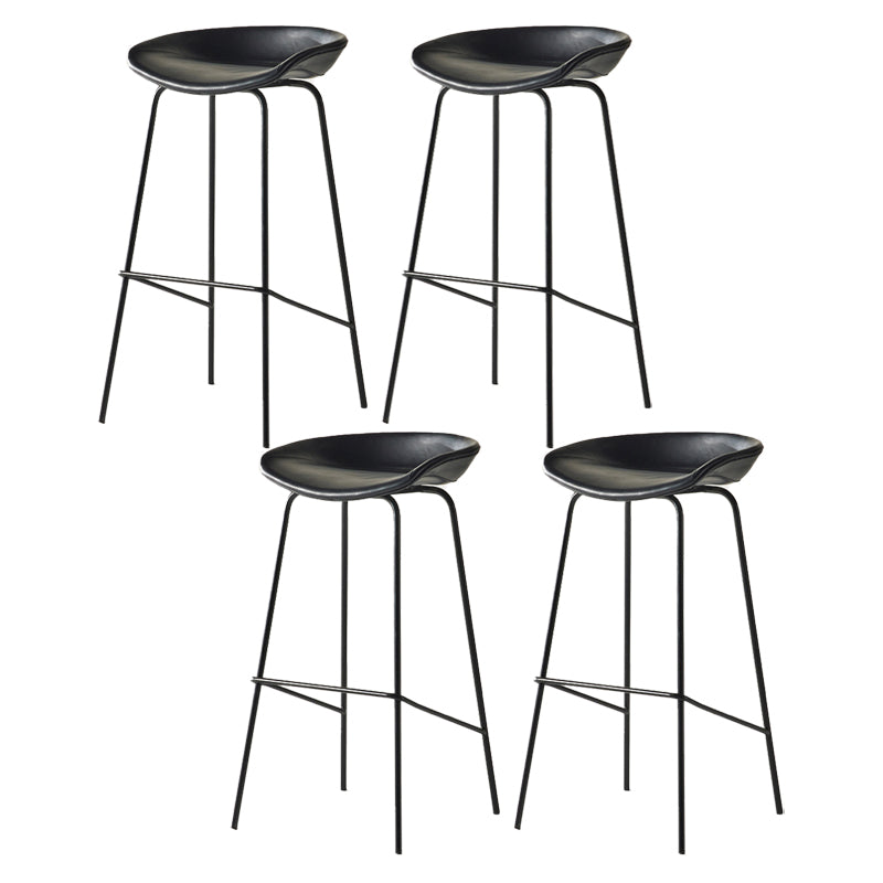 Modern Backrest Armless Counter Stool Iron Bar Stool with Pedal for Cafe