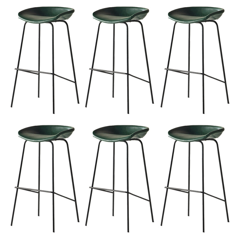 Modern Backrest Armless Counter Stool Iron Bar Stool with Pedal for Cafe