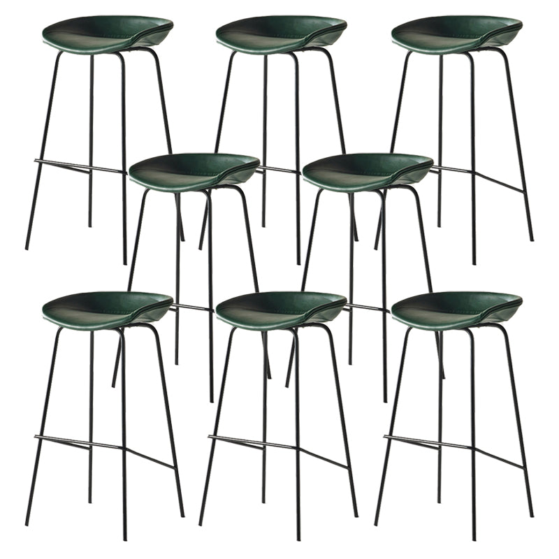 Modern Backrest Armless Counter Stool Iron Bar Stool with Pedal for Cafe