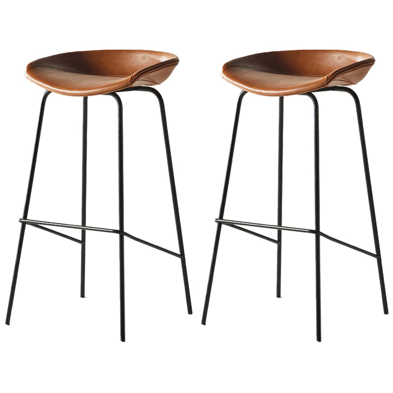 Modern Backrest Armless Counter Stool Iron Bar Stool with Pedal for Cafe