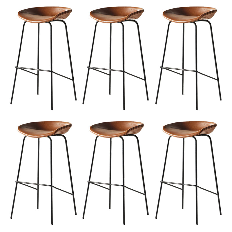 Modern Backrest Armless Counter Stool Iron Bar Stool with Pedal for Cafe