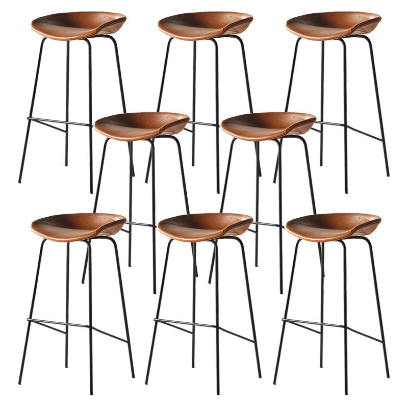 Modern Backrest Armless Counter Stool Iron Bar Stool with Pedal for Cafe