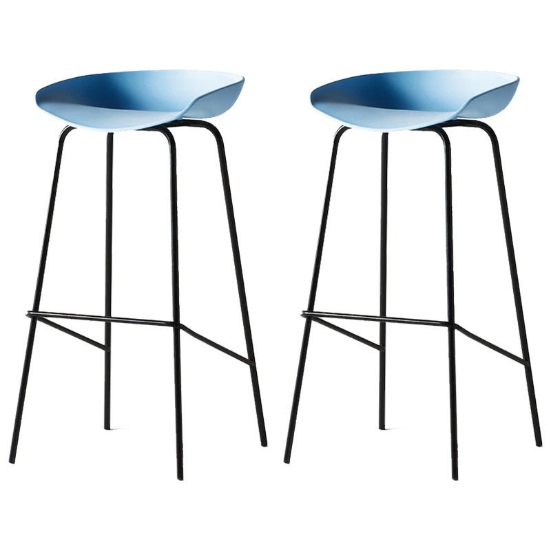 Modern Backrest Armless Counter Stool Iron Bar Stool with Pedal for Cafe