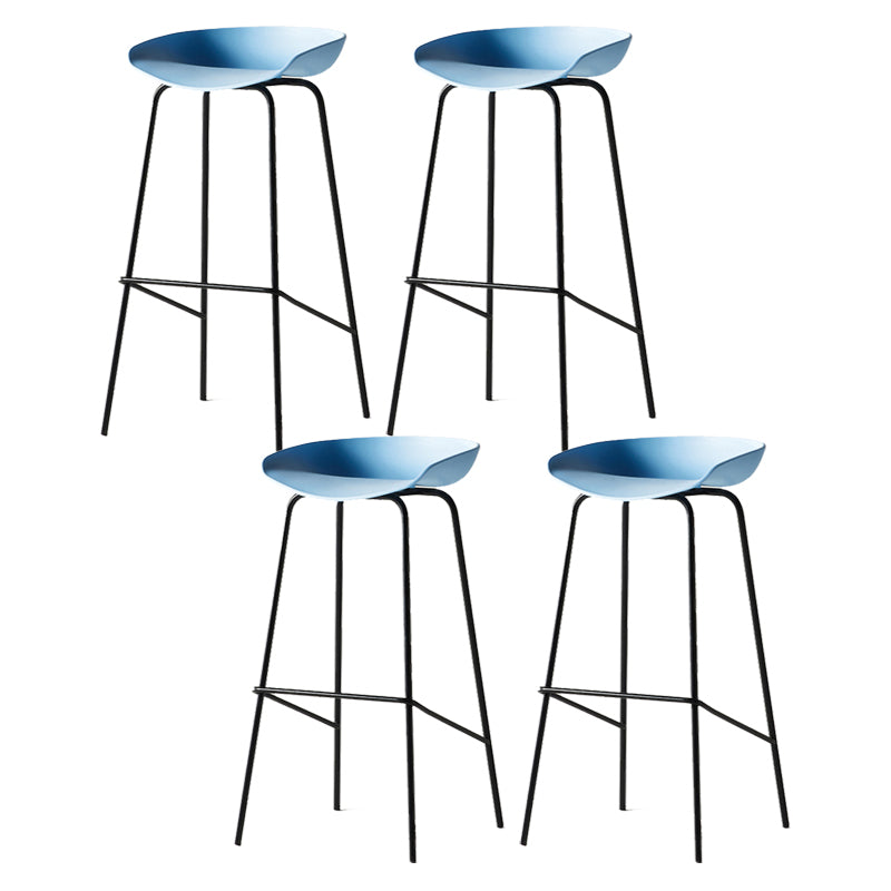 Modern Backrest Armless Counter Stool Iron Bar Stool with Pedal for Cafe