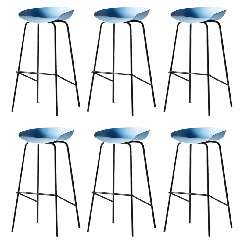 Modern Backrest Armless Counter Stool Iron Bar Stool with Pedal for Cafe
