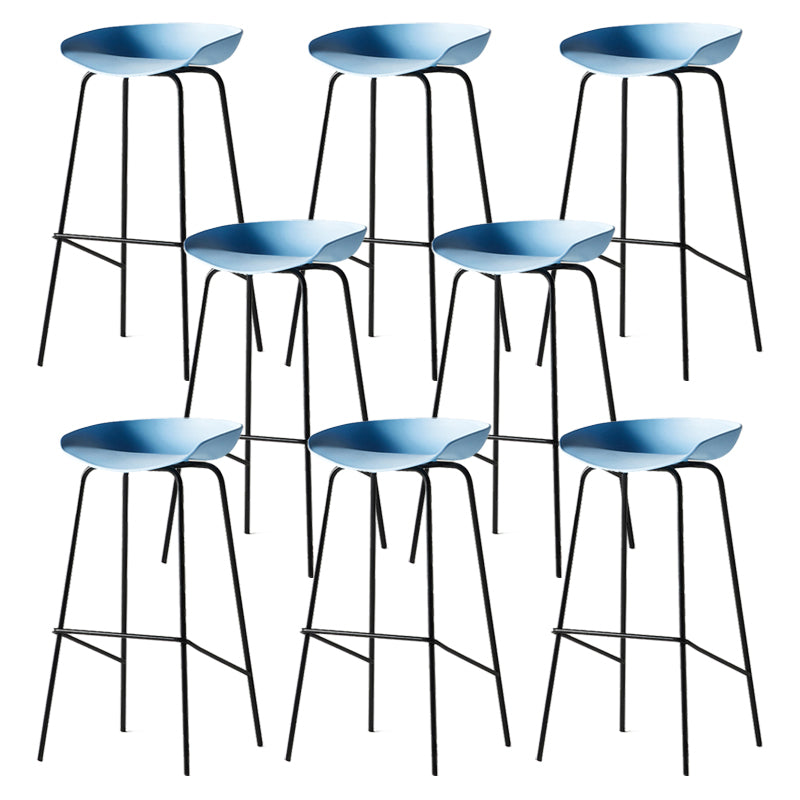Modern Backrest Armless Counter Stool Iron Bar Stool with Pedal for Cafe