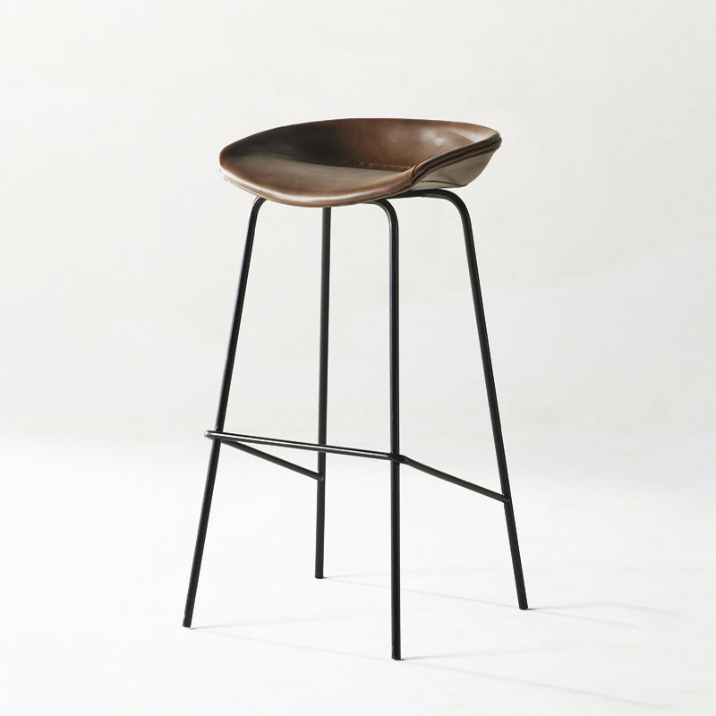 Modern Backrest Armless Counter Stool Iron Bar Stool with Pedal for Cafe