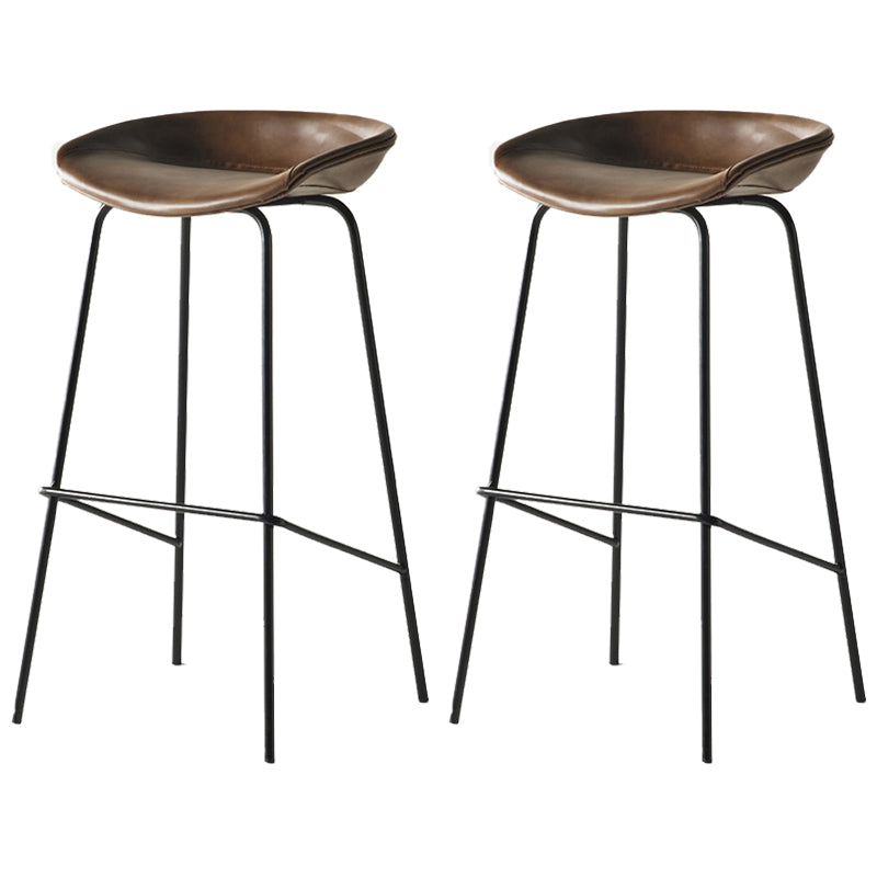 Modern Backrest Armless Counter Stool Iron Bar Stool with Pedal for Cafe