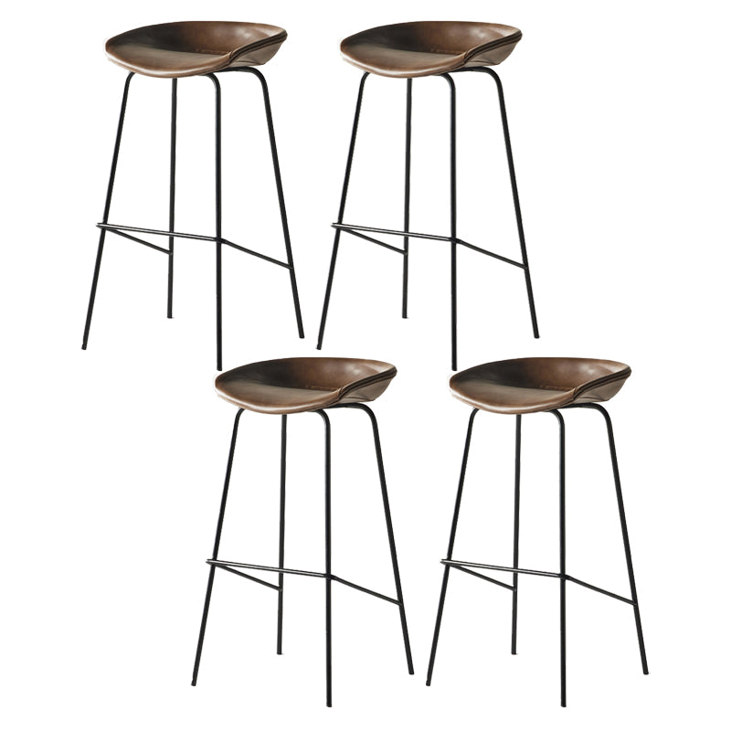 Modern Backrest Armless Counter Stool Iron Bar Stool with Pedal for Cafe