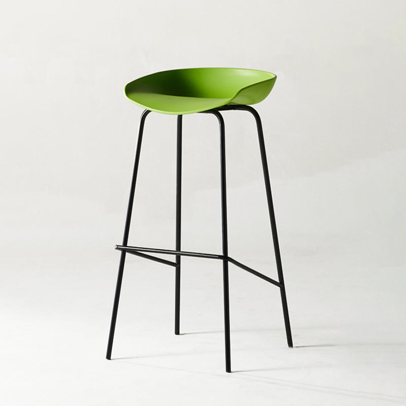 Modern Backrest Armless Counter Stool Iron Bar Stool with Pedal for Cafe