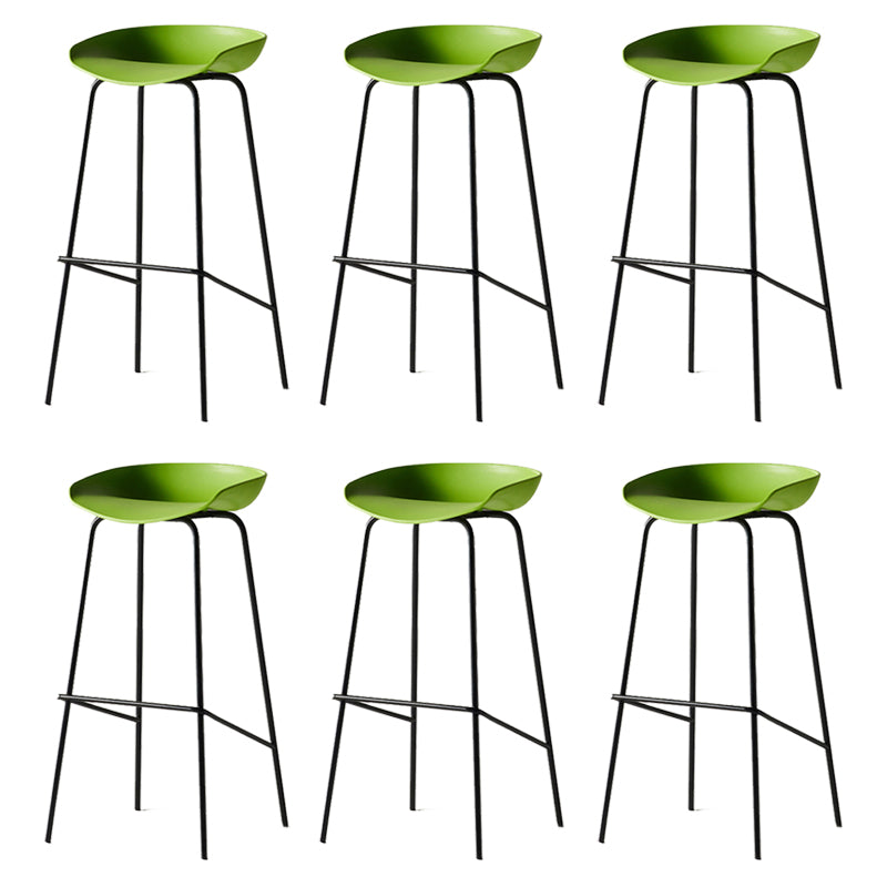 Modern Backrest Armless Counter Stool Iron Bar Stool with Pedal for Cafe