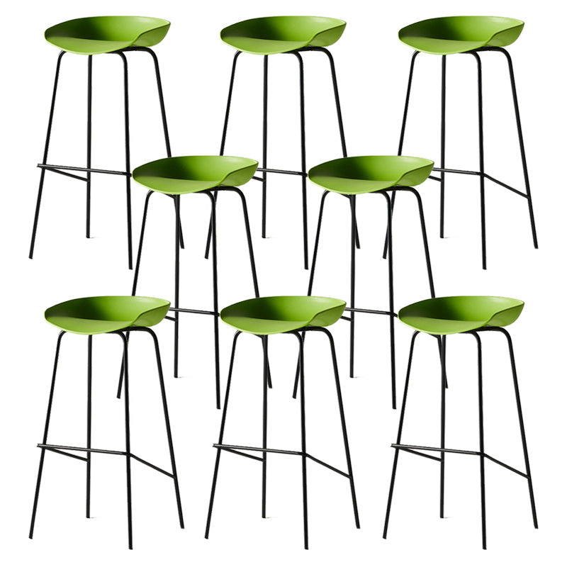 Modern Backrest Armless Counter Stool Iron Bar Stool with Pedal for Cafe