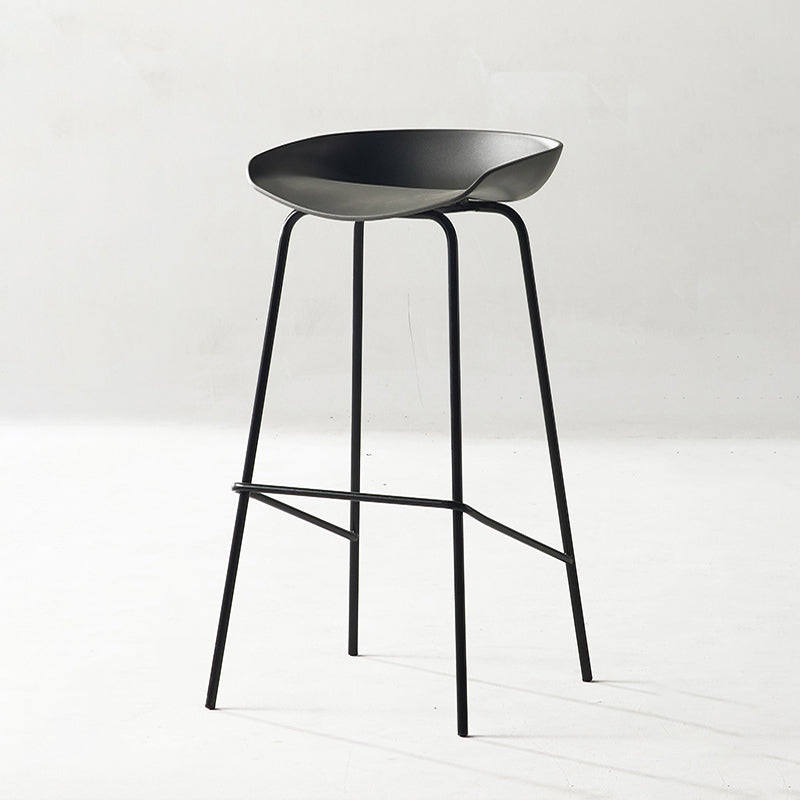 Modern Backrest Armless Counter Stool Iron Bar Stool with Pedal for Cafe