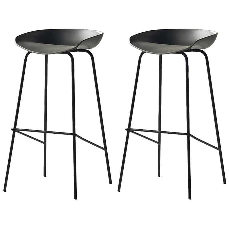 Modern Backrest Armless Counter Stool Iron Bar Stool with Pedal for Cafe