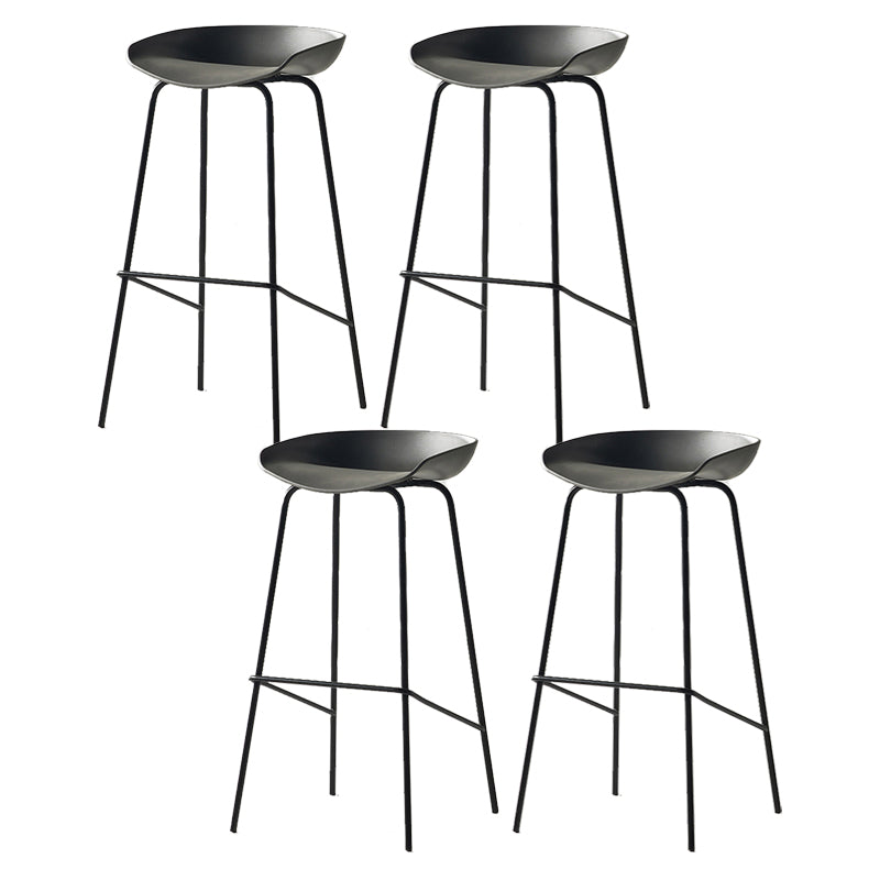 Modern Backrest Armless Counter Stool Iron Bar Stool with Pedal for Cafe