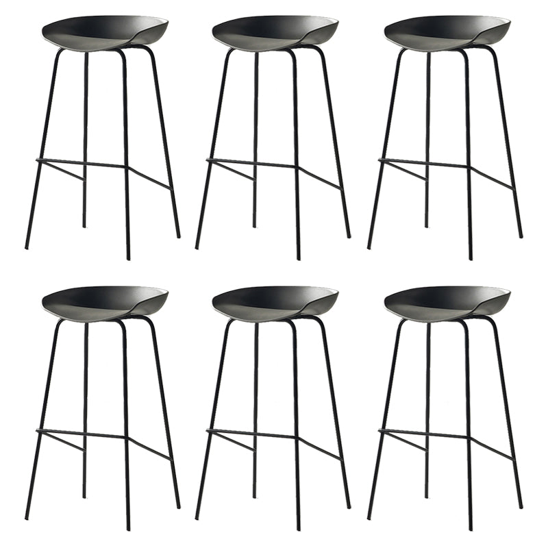 Modern Backrest Armless Counter Stool Iron Bar Stool with Pedal for Cafe