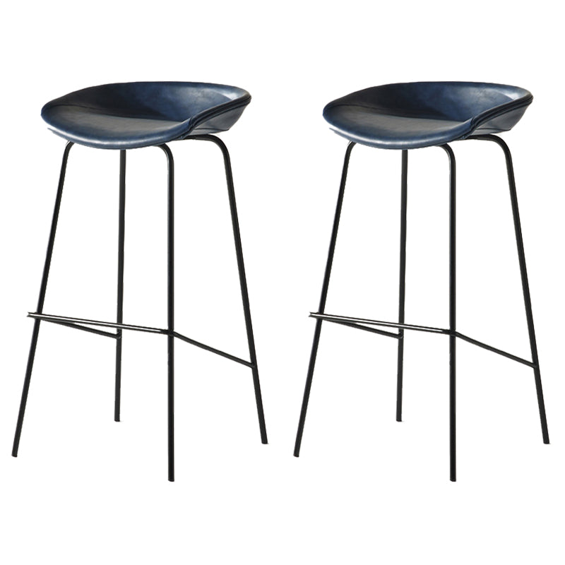 Modern Backrest Armless Counter Stool Iron Bar Stool with Pedal for Cafe