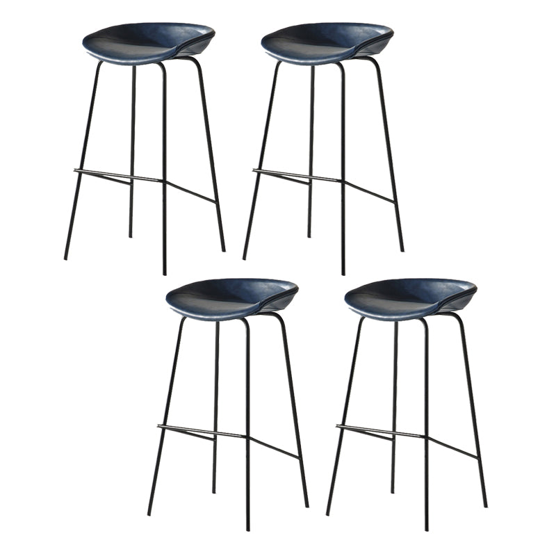 Modern Backrest Armless Counter Stool Iron Bar Stool with Pedal for Cafe