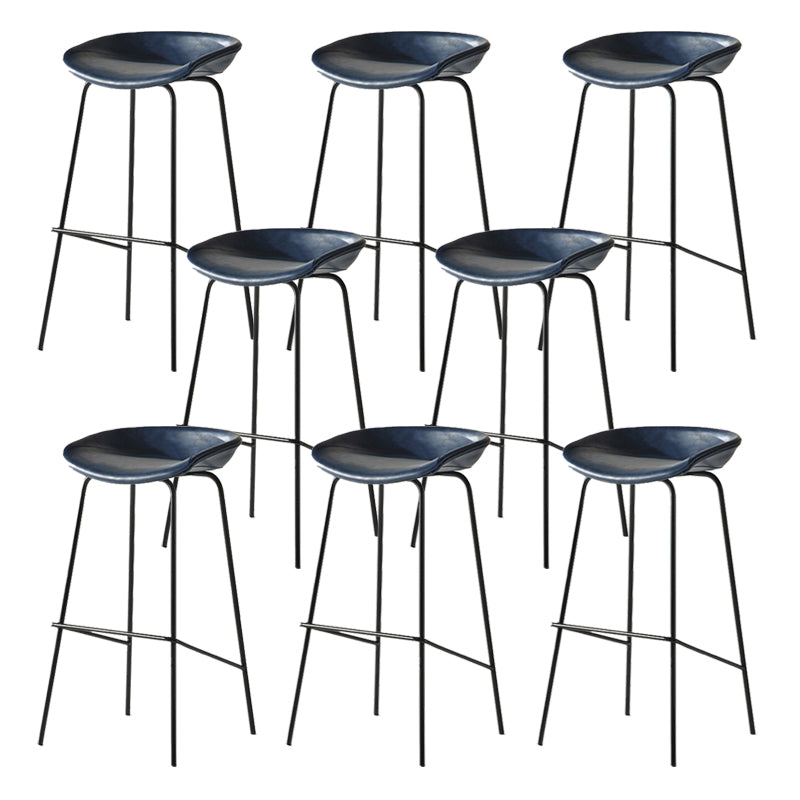 Modern Backrest Armless Counter Stool Iron Bar Stool with Pedal for Cafe