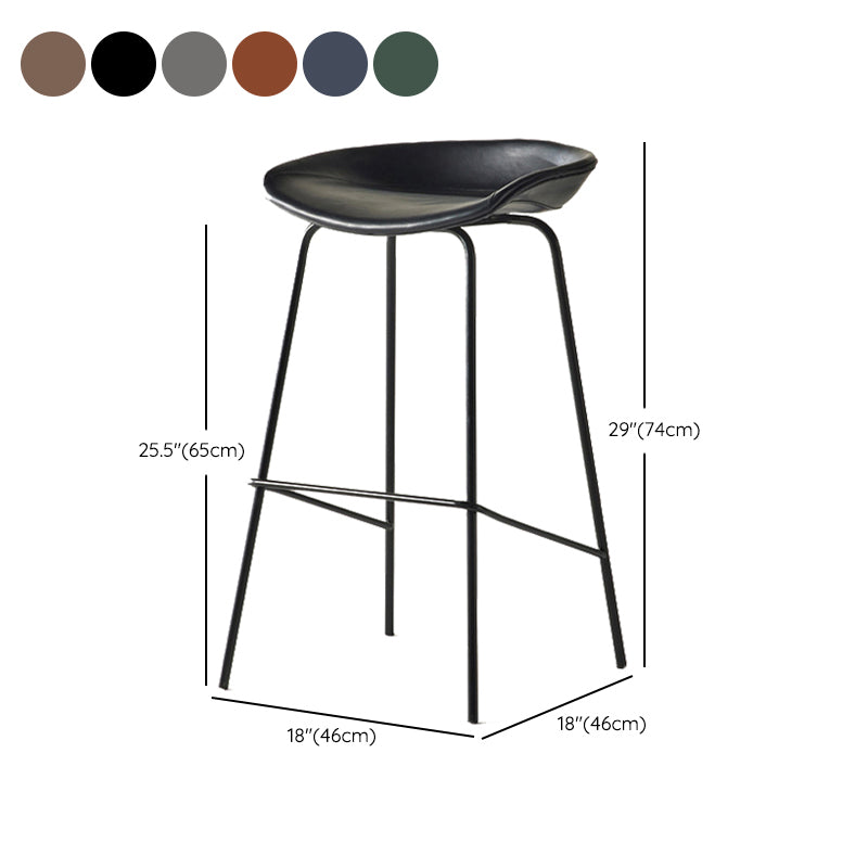 Modern Backrest Armless Counter Stool Iron Bar Stool with Pedal for Cafe