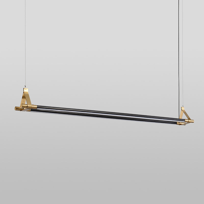 Modern Black/Golden 2-Light Kitchen Island Lighting Metal Island Pendant Lighting