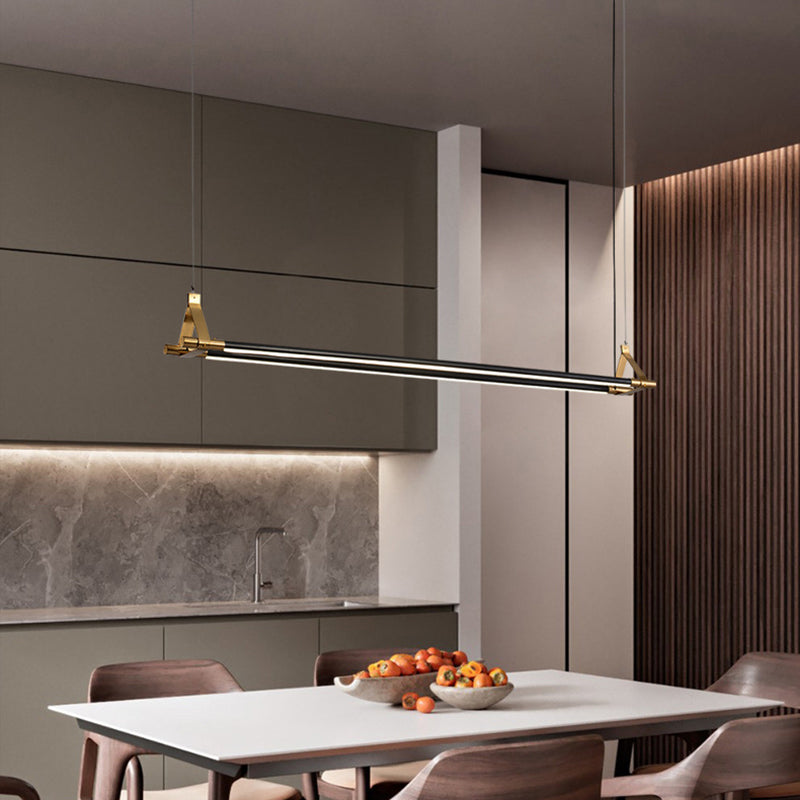 Modern Black/Golden 2-Light Kitchen Island Lighting Metal Island Pendant Lighting