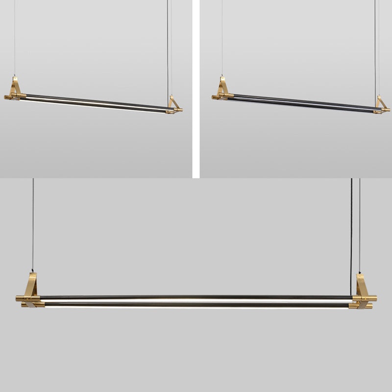 Modern Black/Golden 2-Light Kitchen Island Lighting Metal Island Pendant Lighting