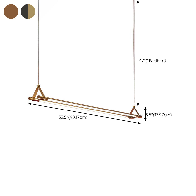Modern Black/Golden 2-Light Kitchen Island Lighting Metal Island Pendant Lighting