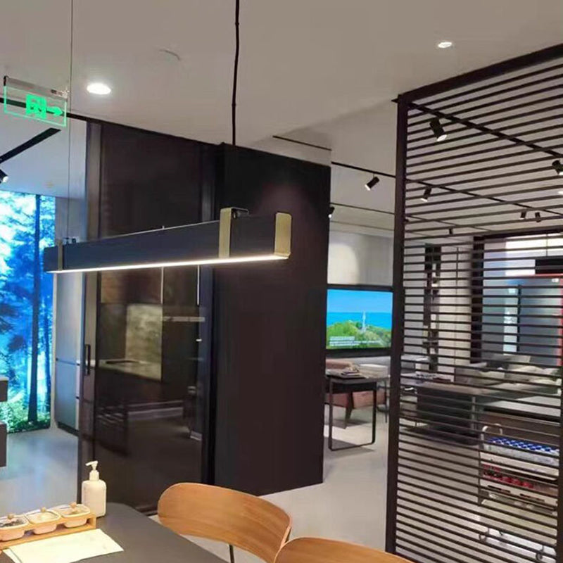 Rectangle 1 - Light LED Kitchen Island Fixture Metal Contemporary Ceiling Pendant