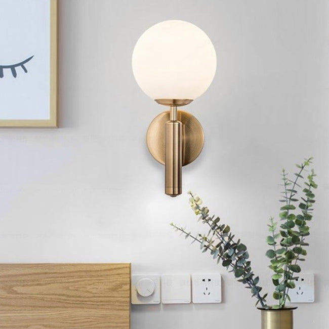 Industrial Metal Wall Sconce Ball Shape Vanity Lamp with Glass Shade for Bathroom