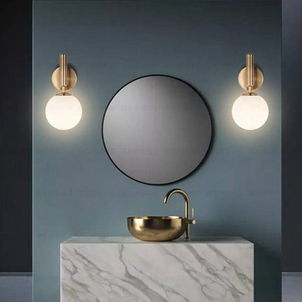 Industrial Metal Wall Sconce Ball Shape Vanity Lamp with Glass Shade for Bathroom
