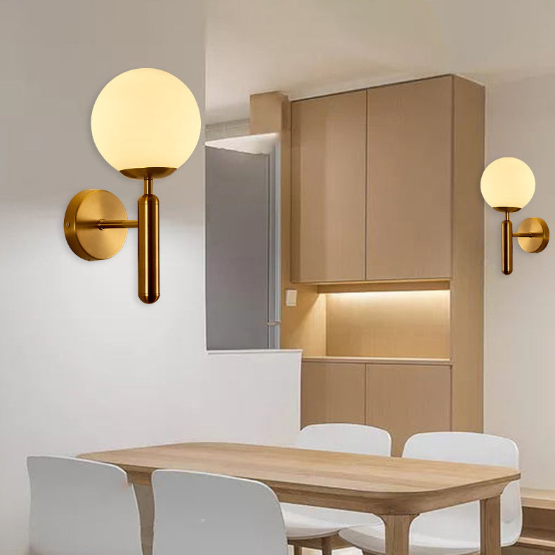 Industrial Metal Wall Sconce Ball Shape Vanity Lamp with Glass Shade for Bathroom