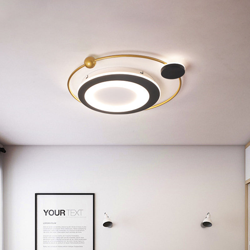 Acrylic Orbit Flush Mount Spotlight Modern LED Gold Finish Close to Ceiling Lighting in Warm/White Light