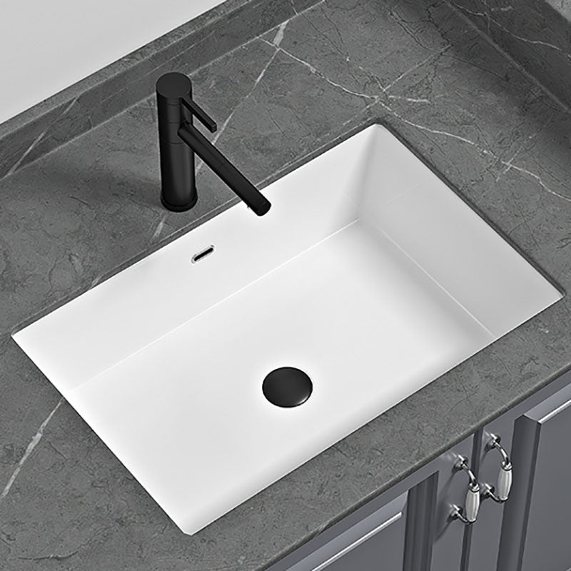 Bathroom Sink Ceramic Pull-out Faucet White Rectangular Washroom Sink