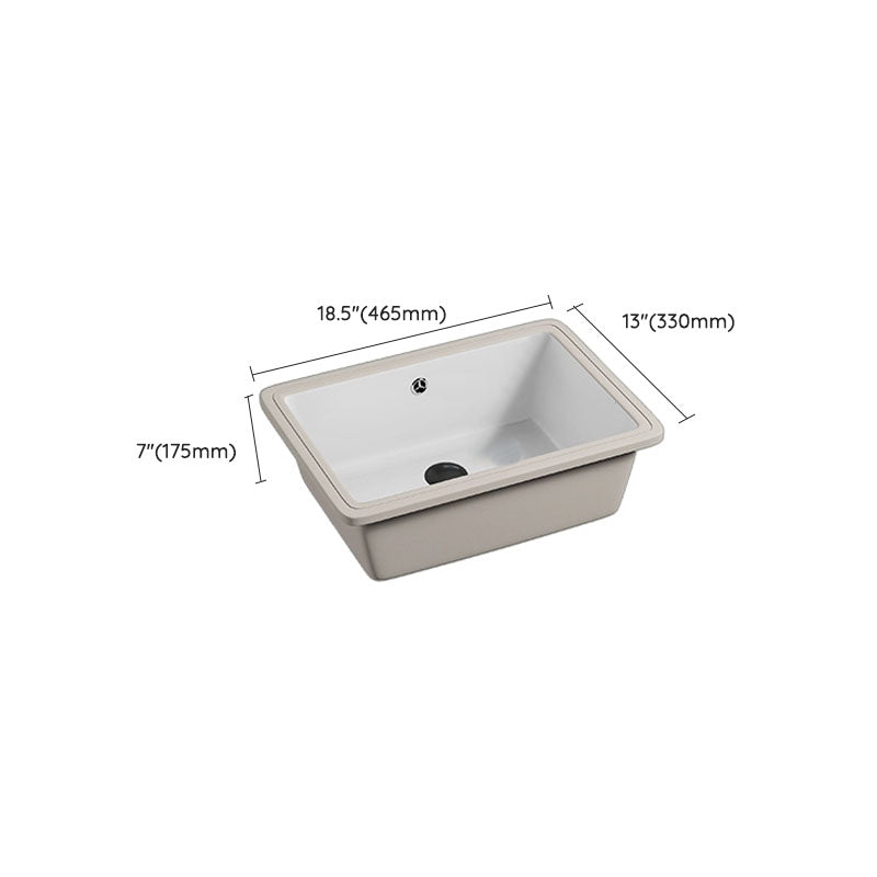 Bathroom Sink Ceramic Pull-out Faucet White Rectangular Washroom Sink