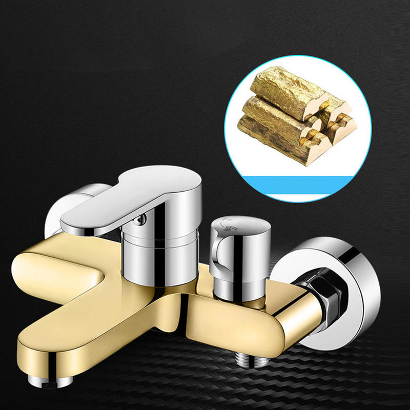 Single Lever Handle Tub Faucet 2 Holes Wall-Mounted Handshower Low Arc Tub Filler