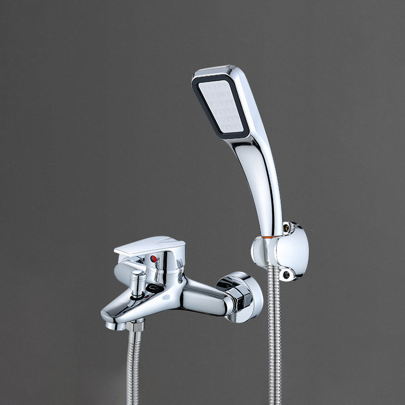 Single Lever Handle Tub Faucet 2 Holes Wall-Mounted Handshower Low Arc Tub Filler