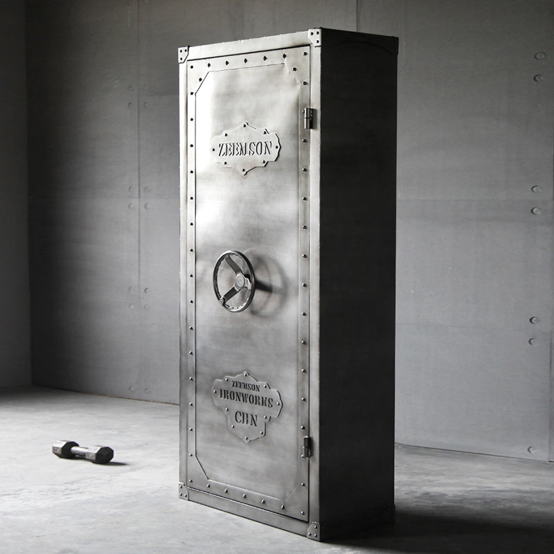 Industrial Metal Wardrobe Closet Freestanding Wardrobe in Grey