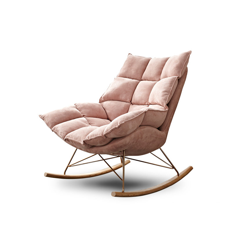 Contemporary Accent Room Chair in Pink/Grey with Solid Wood Base