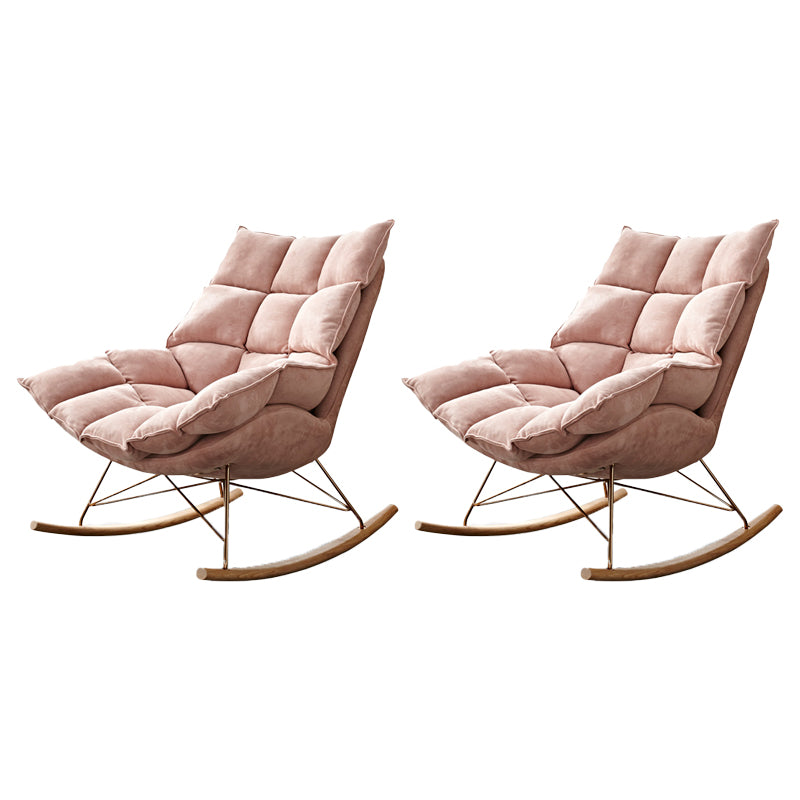 Contemporary Accent Room Chair in Pink/Grey with Solid Wood Base