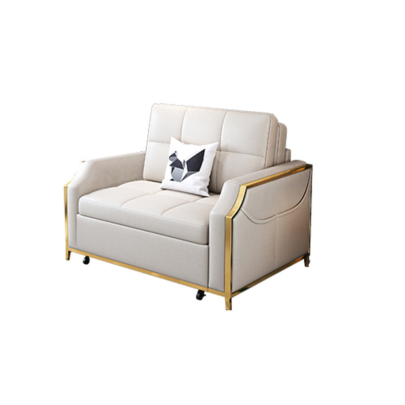 White Bonded Leather Sleeper Sofa Water Resistant Convertible Sofas with Storage