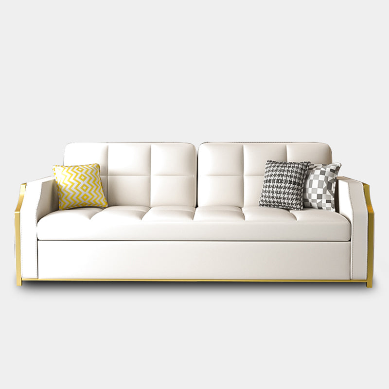 White Bonded Leather Sleeper Sofa Water Resistant Convertible Sofas with Storage
